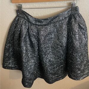 Kate Spade Aimee Gunmetal Metallic Textured Full Skirt Sz S Silver Pleated